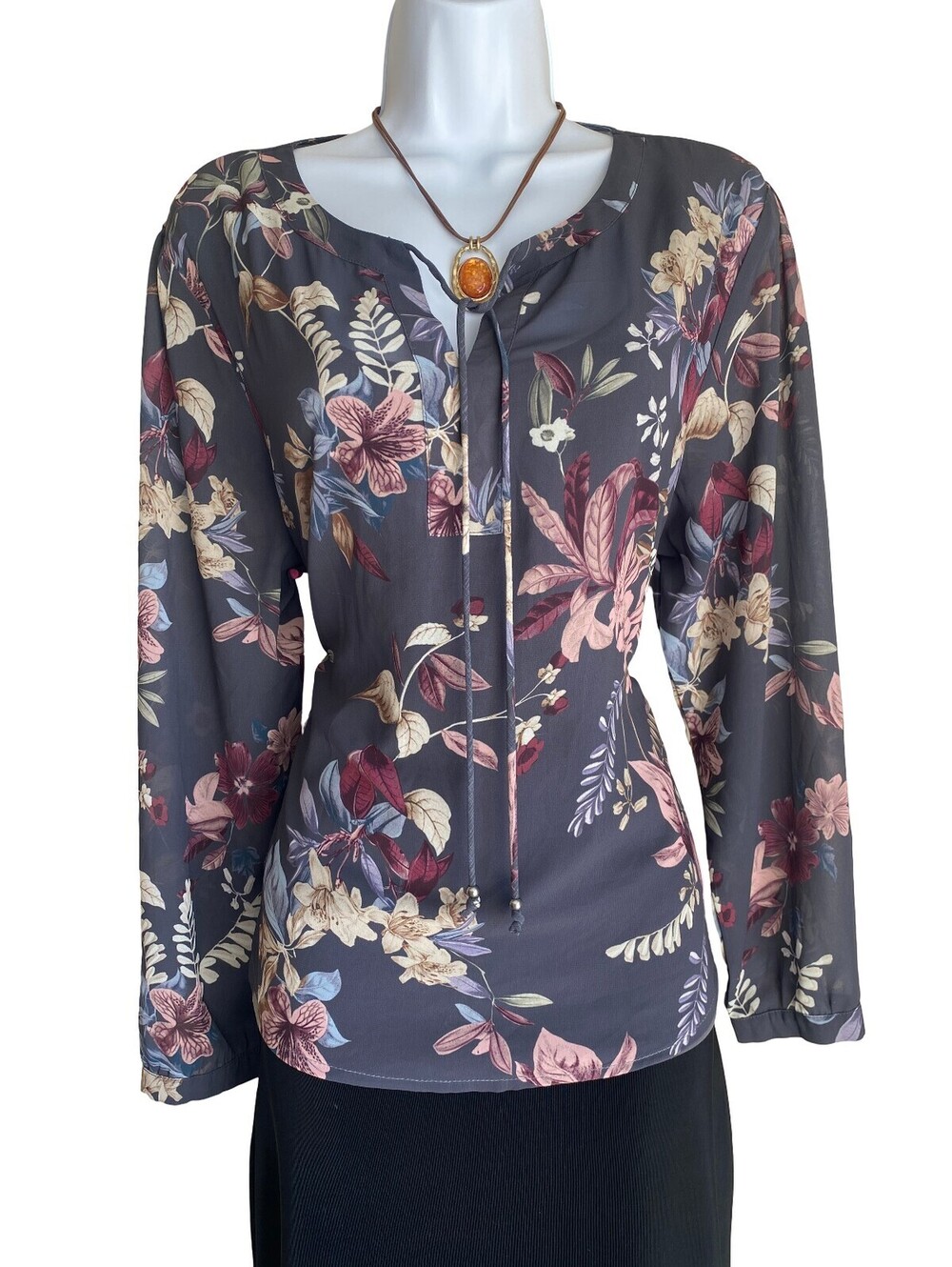 VTG christopher&banks Women's Plus 1X Floral Button Up Tunic Blouse Boho Fall